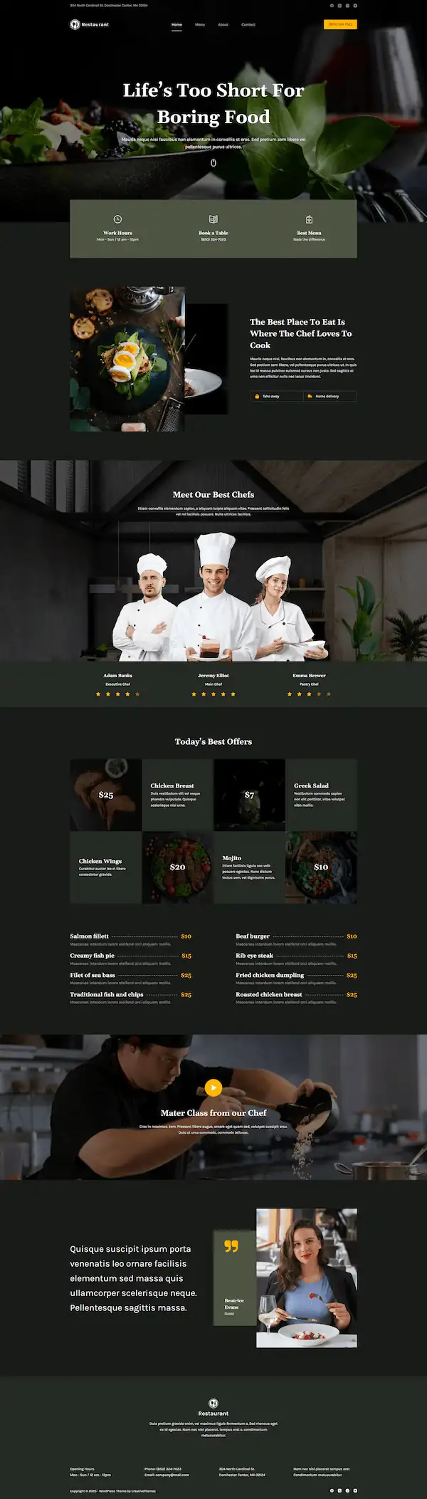 restaurant 模板预览